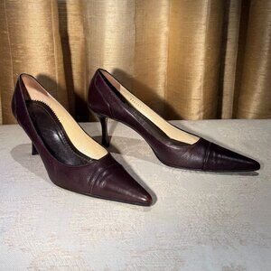 Gucci 115157 Brown Leather Pumps Pointed Toe Size 7.5 Shoes